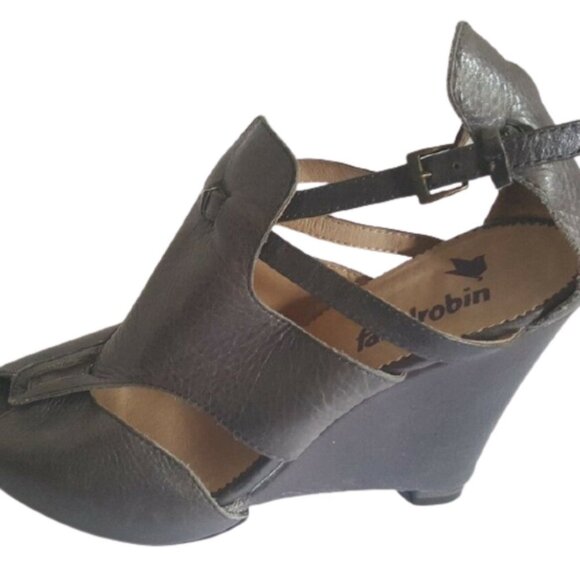 FarylRobin for Anthropologie peep toes cut out wedge heels sandals - Picture 3 of 7